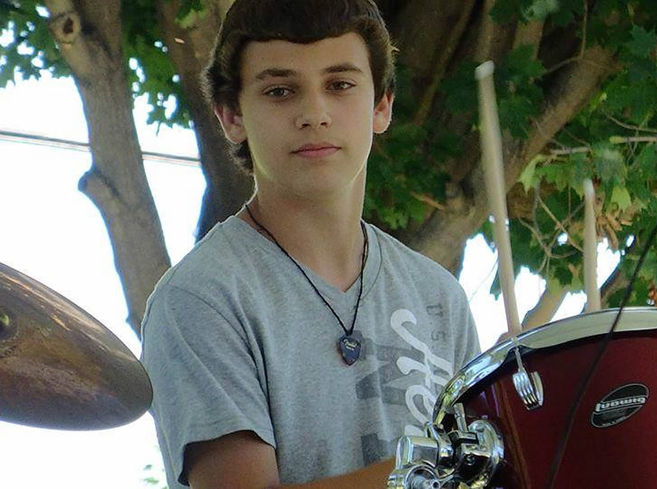 Nolan playing the drums